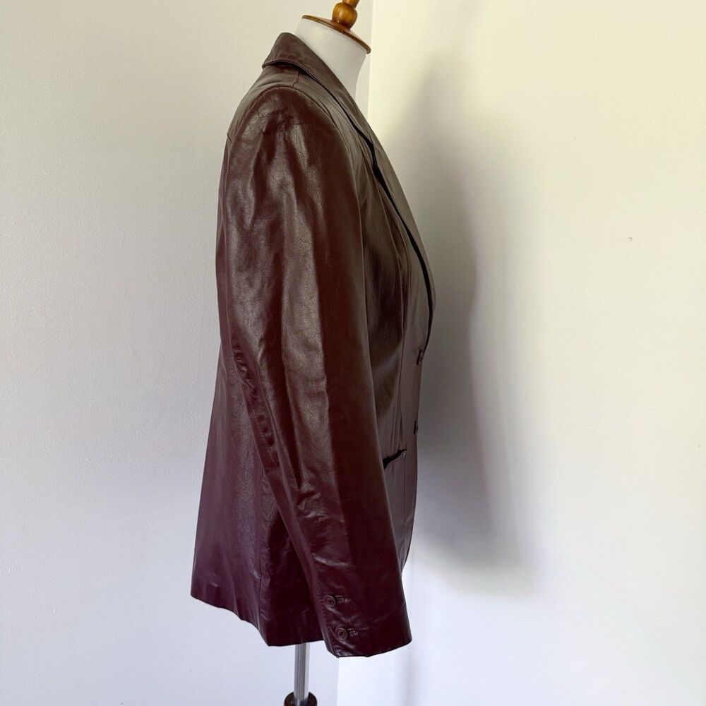 Vintage Etienne Aigner Leather Blazer Jacket Womens Oxblood Size 6 XS/S Small - Picture 12 of 16